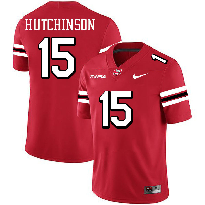 K.D. Hutchinson WKU Jersey,Western Kentucky Hilltoppers #15 K.D. Hutchinson Jersey Youth-Red